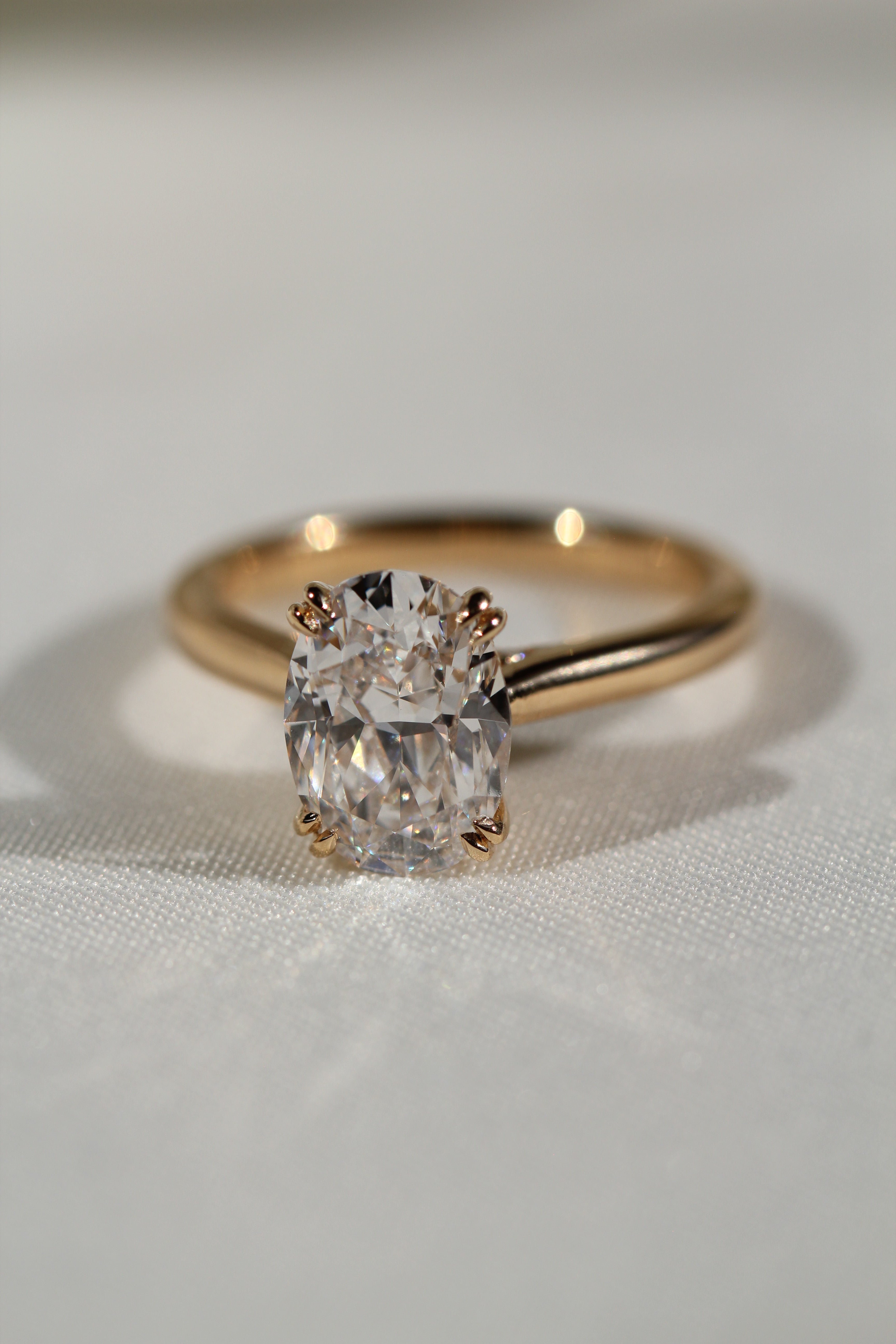 Marquise Shaped Three Stone Lab Grown Diamond Engagement Ring